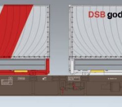 NYHED Containervogn Sgns læsset m/ 2 stk. DSB Gods veksellad forv. juli 2026