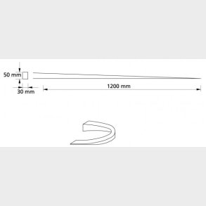 Opkrsel i fast skum  1200 x 30 x 50 mm.