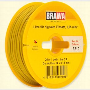 Brawa ledning gul 25m  0,25 Q