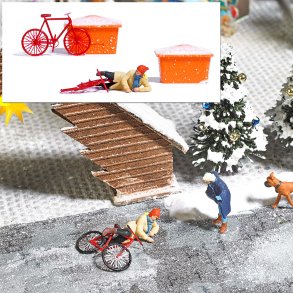 Cyklist vlter i sne 1 stk. tilbage