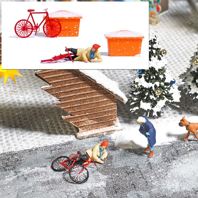 Cyklist vlter i sne 1 stk. tilbage