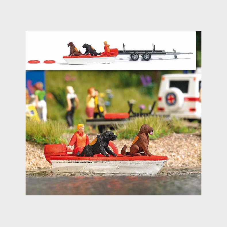 Redningsst med bd og hunde.