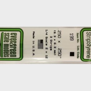 Evergreen 196,  6,3x6,3x 350 mm 3 stk.