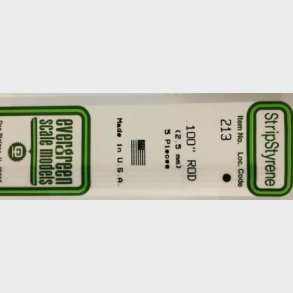 Evergreen 213 rund 2,5 mm. 5 stk.