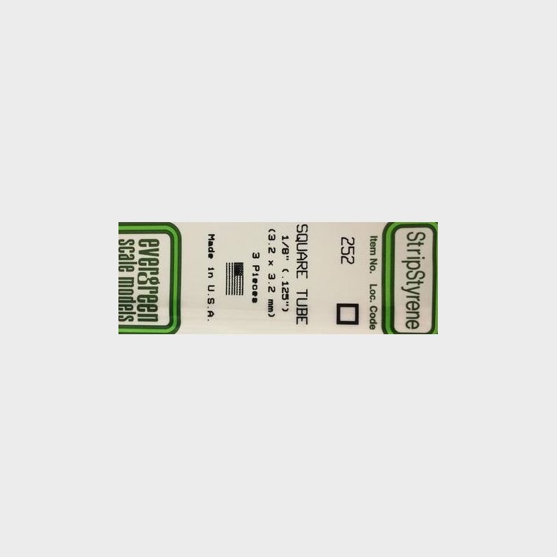 Evergreen 252 firkant hul 3,2X3,2 mm. 3 stk.