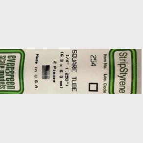 Evergreen 254 firkant hul 6,3X6,3 mm. 2 stk.