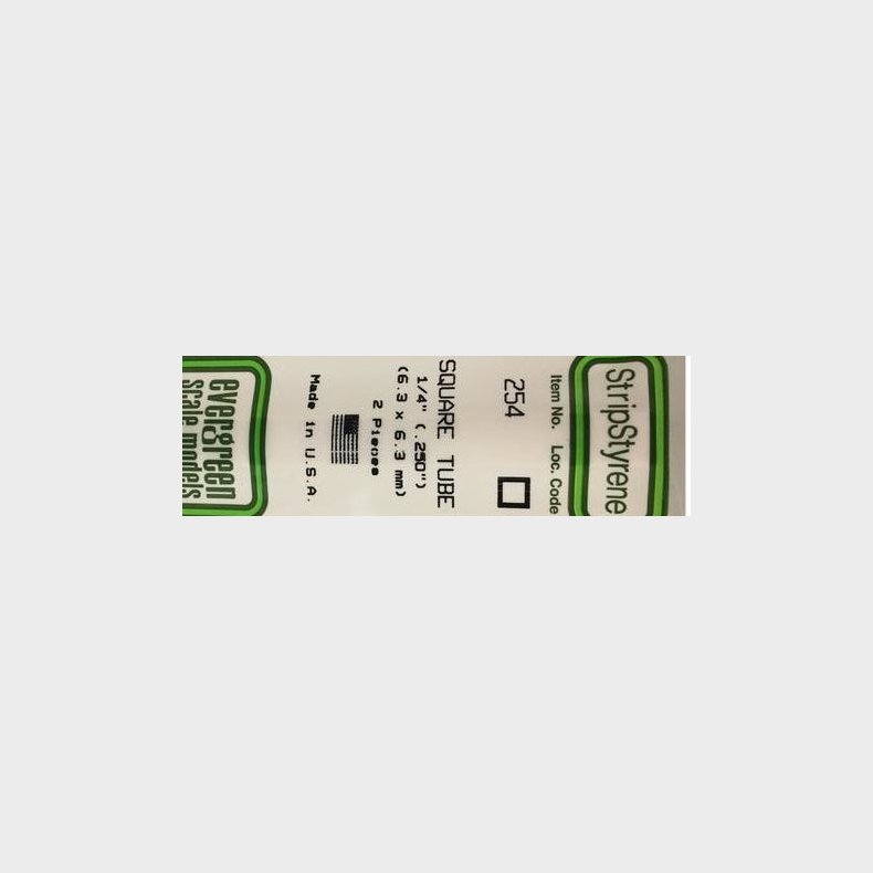 Evergreen 254 firkant hul 6,3X6,3 mm. 2 stk.