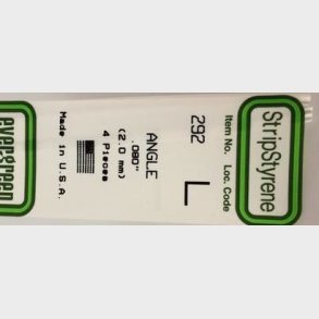 Evergreen 292 Vinkel profil  2 mm. 4 stk.