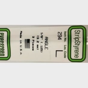 Evergreen 294 Vinkel profil  3,2 mm. 3 stk.