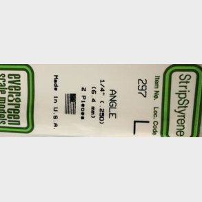 Evergreen 297 Vinkel profil  6,4 mm. 2 stk.