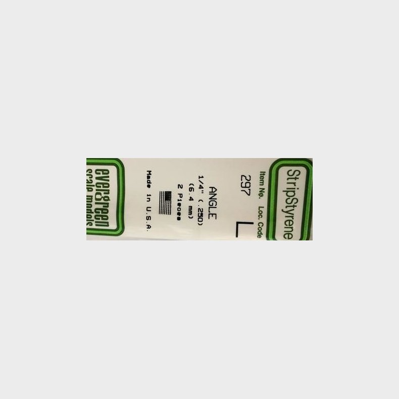 Evergreen 297 Vinkel profil  6,4 mm. 2 stk.