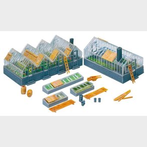 Gartneri 2 drivhuse, 3 mistbnke m7div. tilbehr