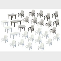 24 stk. havestole og 6 stk. borde