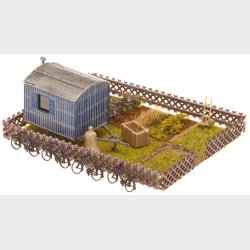 Schrebergarten mit Bauwagen, 105 x 74 x 40 mm