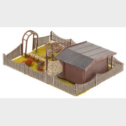 Schrebergarten mit Gartenlaube, 105 x 74 x 32 mm