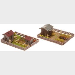 2 stk. kolonihavehus med skur 105 x 74 x 36 mm 