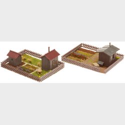 2 stk. kolonihavehus med skur 105 x 74 x 36 mm 