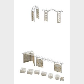 Havehegn, krukker og pergula