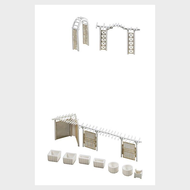 Havehegn, krukker og pergula