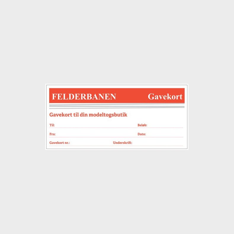 Gavekort  kr. 100,00.