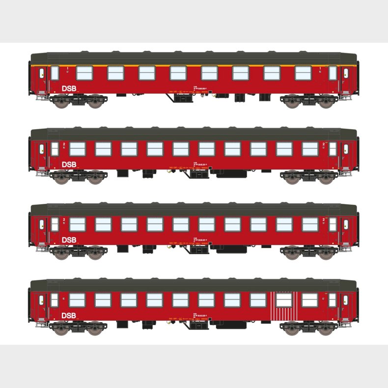 4er Set Personenwagen UIC-Y, A+B+B+Bk DSB, Ep.IV