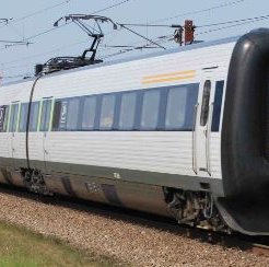 DSB ER IR4  blå, rød dørmarkeringer sekskantlogo. DC sound. 