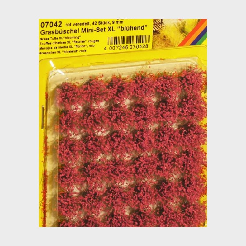 gr�stotter Mini-s�t 42 stk. 9 mm r�d blomst