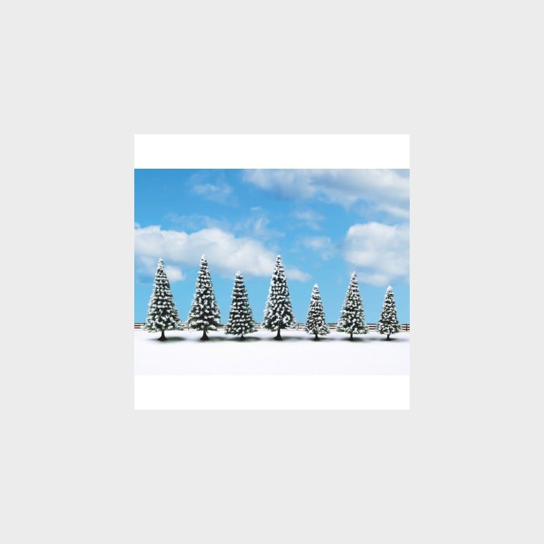 Trer med sne 7 stk, 8 - 12 cm