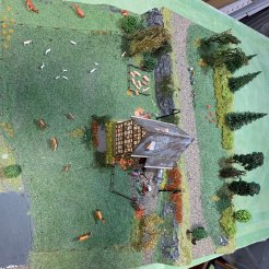 Noch diorama m/figurer og brændekløver