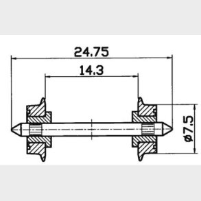 Radsatz 7,5mm isoliert     (F.